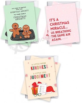 Sarcastic Christmas cards boxed assortment, Holiday greeting cards set with envelopes and seals (Sarcastic 20 Cards, 10 Designs)