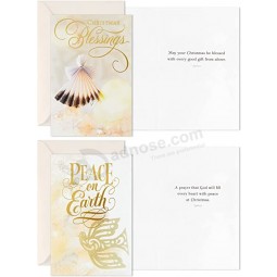 Assortimento di cartoline di Natale religiose in scatola, benedizioni di Natale (6 disegni, 24 carte con buste)