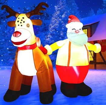 Gonfiabili 7ft Decorazioni Natalizie Gonfiabile All'aperto Santa Renna Natale Blow Up Built-in Luci LED con Tethers,