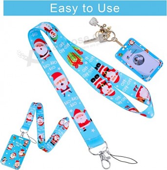 Kerst Badge Lanyard Houders, 3 Stuks Kerst Lanyard Sleutelkaarthouder Nek Lanyard met 3 Stuks Kerst ID-Kaarthouders
