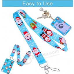 Kerst Badge Lanyard Houders, 3 Stuks Kerst Lanyard Sleutelkaarthouder Nek Lanyard met 3 Stuks Kerst ID-Kaarthouders