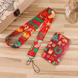 Cordón de llavero estético rojo para insignia de identificación para mujeres maestra lindo cordón para llaves para niños, regalo decorado de Navidad