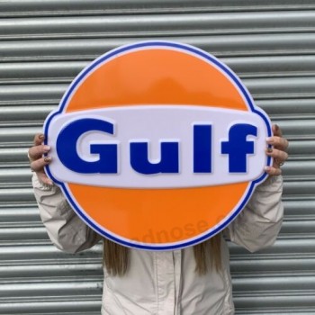 GULF LOGO LED LIGHT BOX ILLUMINATO DA PARETE CARTELLO GARAGE STAZIONE DI SERVIZIO GASOLIO