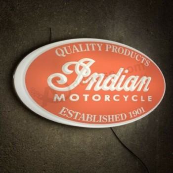 INDIEN MOTO LOGO LED BOÎTE LUMINEUSE SIGNE ESSENCE GARAGE VOITURE PUBLICITÉ SCOUT