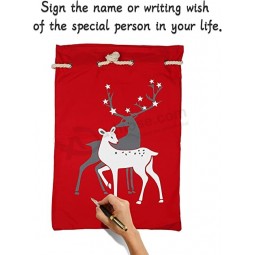 Sacco di Babbo Natale di Natale, grande sacchetto regalo di tela di Natale con coulisse, [posto per scrivere i desideri] riutilizzabile personalizzato miglior regalo