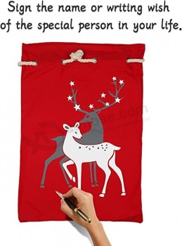 Sacco di Babbo Natale di Natale, grande sacchetto regalo di tela di Natale con coulisse, [posto per scrivere i desideri] riutilizzabile personalizzato miglior regalo