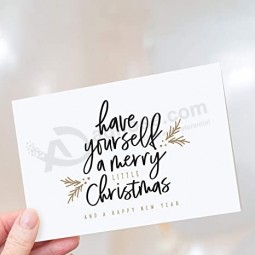 Frohe kleine Weihnachtsgrußkarten mit Umschlägen, elegantes Weihnachtsdesign in schwarzer und goldener Schrift, 4 