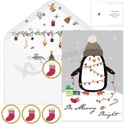 Tarjetas de Navidad - 36 Tarjetas de Felices Fiestas con Sobres Animales Lindos Tarjetas de Felicitación de Vacaciones Caja a granel Surtido de Tarjetas de Navidad 4 