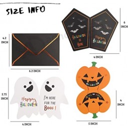 Happy Halloween Cards and Envelopes - 24 PK - Small Halloween Greeting Cards Halloween Thank You Cards Funny Halloween Cards for Kids