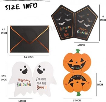 Happy Halloween Cards and Envelopes - 24 PK - Small Halloween Greeting Cards Halloween Thank You Cards Funny Halloween Cards for Kids