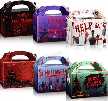 Paquet de 24 boîtes de bonbons d’Halloween avec poignées Boîtes cadeaux Trick or Treat Boîtes de cadeaux de biscuits de joyeux Halloween