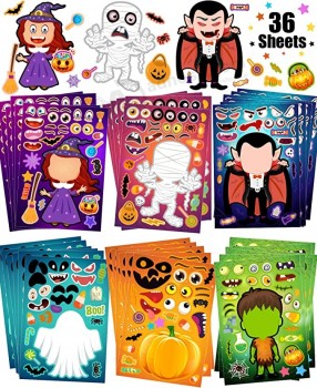 Halloween-Aufkleber für Kinder machen Sie Ihre eigenen Halloween-Aufkleber, Halloween-Gefälligkeiten für Kinder, Halloween-Basteln für Kinder Halloween-Party-Gastgeschenke