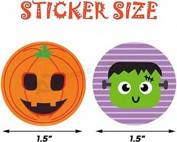 Halloween Stickers for Kids, 1000 Pcs Byhoo Halloween Pumpkin Bat Spider Stickers Roll, 16 Vibrant Colors and Designs