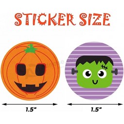 Halloween-stickers voor kinderen, 1000 stuks Byhoo Halloween pompoenvleermuis Spider Stickers Roll, 16 levendige kleuren en ontwerpen