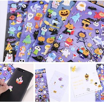 Happy Halloweens Stickers 8 feuilles avec fantôme, citrouille, démon, sorcier, momie, vampire, sorcière, crâne, chauve-souris, spider faces Stickers Stickers