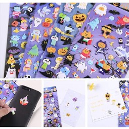 Happy Halloweens Stickers 8 vellen met Ghost, pompoen, Demon, tovenaar, Mummie, Vampier, heks, schedel, vleermuis, Spider gezichten Stickers Decals