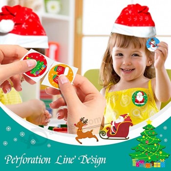 500 pz adesivi di Natale, 8 disegni rotolo adesivi inverno decorazione vacanze babbo natale, pupazzo di neve etichette rotonde per natale display busta sigillo partito