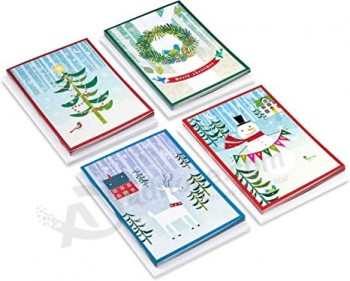 Assortimento di cartoline di Natale in scatola di Image Arts, arte popolare festiva (4 disegni, 24 carte con buste)