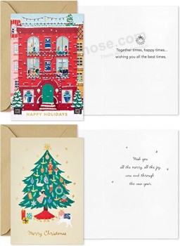 Assortiment de cartes de Noël en boîte, Vacances vintage (6 motifs, 36 cartes avec enveloppes)