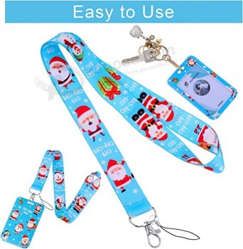 Christmas Badge Lanyard Holders, 3 Pieces Christmas Lanyard Key Card Holder Neck Lanyard with 3 Pieces Christmas ID