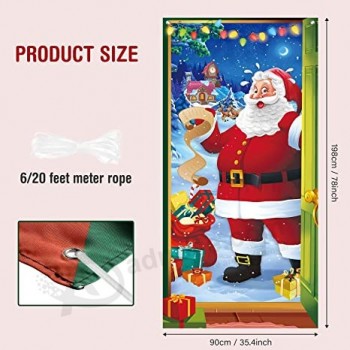 Decorazione della copertura della porta di Natale Sfondo di Babbo Natale Copertine per appendere la porta di Natale Sfondo della vigilia di Natale Divertente Banner di Babbo Natale