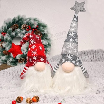 Gnomin de Noël éclairé, fait à la main en peluche scandinave suédois Tomte, Lumière Elfe jouet cadeau de vacances, à piles de table d’hiver Noël