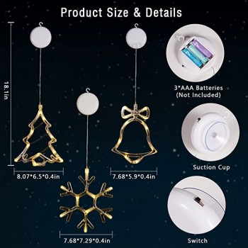Lumières décoratives intérieures de Noël, lustres étoiles décoratifs de fenêtre, cloches de flocon de neige d’arbre de Noël