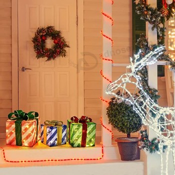 Weihnachtsbeleuchtung Geschenkboxen, vorbeleuchtete LED-Leuchtstreifen Weihnachtsverzierung, Weihnachtsbaum Partnerboxen - Rot / Grün / Blau Hof