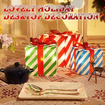 Set di 3 scatole regalo illuminate Decorazioni per scatole di Natale, scatole regalo illuminate rosso, verde e blu Il miglior cortile di Natale e decorazioni per la casa