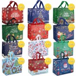 Sacchetti della spesa riutilizzabili di Natale da 48 pezzi, borse di Natale con manici, sacchetti per dolcetti natalizi, sacchetti di Natale multifunzionali in tessuto non tessuto