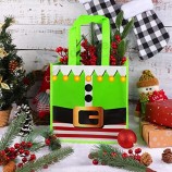 Confezione da 12 Borse in tessuto non tessuto di Natale 9,8 x 7,8 x 9,8 pollici Babbo Natale Elfi Stampe Vestito Borse regalo di Natale Regalo di festa Borsa per feste Dolcetto non