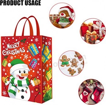 26 « X19 » Extra Large Noël Tote Bags, 2Pcs Noël Non Tissé Sacs Cadeaux Sacs d’épicerie réutilisables avec poignées pour les vacances des enfants