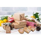 Paquete de 100 etiquetas de regalo de Navidad de papel kraft marrón, etiquetas de regalo kraft marrón de Navidad con cordel de yute bordado de panadero para sellos de envoltura de 