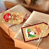 PintreeLand 50 Pack Christmas Gift Tags with String, Xmas Santa to/from Gift Tags for DIY Homemade Holiday Present Wrap Name Tag Label