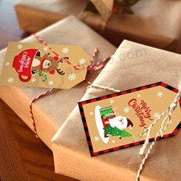 PintreeLand50パッククリスマスギフトタグ(文字列付き)、クリスマスサンタとDIY自家製ホリデープレゼントラップネームタグラベルのギフトタグ