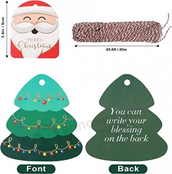 Etichette regalo di Natale, Etichette natalizie da 72 pezzi con stringa, Etichette regalo di Natale in lamina d'oro Etichetta appesa per confezione regalo di Natale fai-da-te e pac