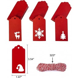 200個のクリスマスギフトタグ、ギフト用クリスマスクリスマスタグ、スノーフレークエルクハットシェイプクリスマスツリーホリデークリスマスタ