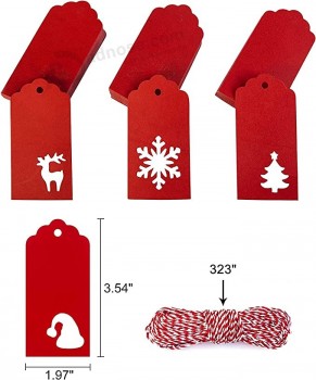 200個のクリスマスギフトタグ、ギフト用クリスマスクリスマスタグ、スノーフレークエルクハットシェイプクリスマスツリーホリデークリスマスタ