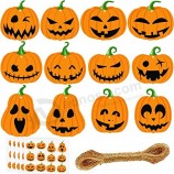 60 piezas 12 estilos de recortes de calabaza de Halloween etiquetas de regalo otoño otoño envoltura de papel colgante golosinas etiquetas con cuerda para el Día de Acción de Gracia