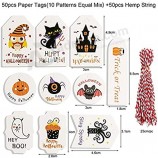 Feliz Halloween Etiquetas con Cuerda Niños Regalo Truco O Trato Espeluznante Golosina Caramelo Boo Bolsa Fiesta Favor Kraft Papel Albañil Jar Etiqueta Tarjeta Colgante Decoración d
