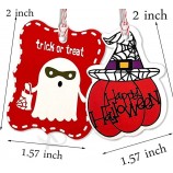Halloween Etiquetas de agradecimiento Truco o trato Caramelos Tarjetas colgantes Feliz fiesta de Halloween Decoraciones Suministros Etiqueta de papel para cumpleaños bebé