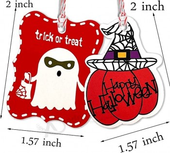 Halloween Thank You Tags Trick or Treat Candy Hanging Cards Happy Halloween Party Decorations Supplies Paper Label for Birthday Baby