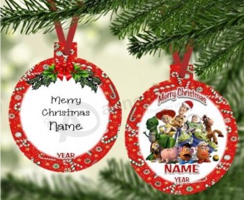トイストーリー、クリスマスオーナメント、パーソナライズされたカスタム、任意の名前、漫画、バズ、ウッディ