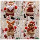 4 muñecos de nieve de Navidad Santa Reno Muñecos de peluche Adorno de Navidad Decoración colgante de juguete