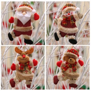 4pc Natale Pupazzo di Neve Santa Renna Peluche Bambole Natale Ornamento Giocattolo Appeso Decor