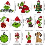 24X Adornos de Feliz Navidad Grinch Colgante de Decoración de Árbol de Navidad Colgante