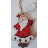3 x Adornos colgantes para el árbol de Navidad Shabby Chic Heart Papá Noel - Muñeco de nieve - Ángel