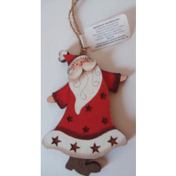 3 x Adornos colgantes para el árbol de Navidad Shabby Chic Heart Papá Noel - Muñeco de nieve - Ángel