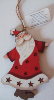 3 x Shabby Chic Coeur Arbre de Noël suspendu décorations Père Noël - Bonhomme de neige - Ange