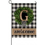 Welkom Tuin Vlag G Initiaal Letter Krans Aangepaste Achternaam Veranda Vlaggen Verticaal Dubbelzijdig Buffalo Plaid Hout Tuin Yard Banner